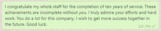 10 years' work anniversary messages